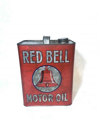 Advertising Red Bell Motor Oil Can Tin 2 Gallon The Sico Company Mount Joy Pa