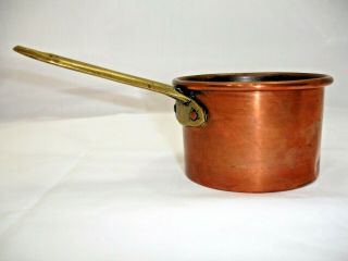 Vintage Copper Pot With Brass Handle,  Small,  2.  5 Inches Tall,  4 Inches Circum