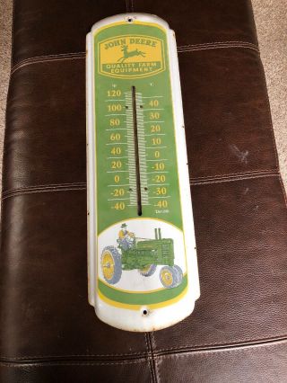 Vintage John Deere Quality Farm Equipment Metal Thermometer 27 " Taylor Tractor