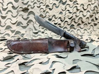 World War 2 Era U.  S.  Cattaraugus 225q 6 Inch Blade Fighting Knife With Sheath