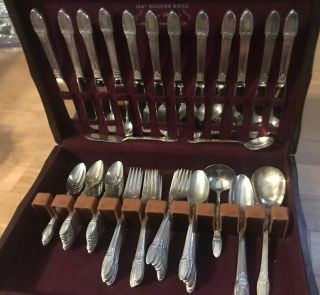74 Piece Vintage 1847 Rogers Bros Silver Plate Flatware " First Love " Pre - Owned.