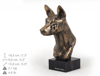 Basenji,  Dog Bust Marble Statue,  Artdog Limited Edition,  Usa