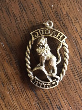 Judah The Lion Vintage 10k Gold 12 Tribes Of Israel Charm Pendant Judaica,  5 Gr