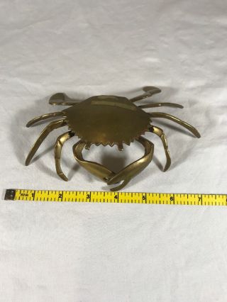Vintage Brass Crab Ashtray - Trinket Holder Hinged Lid Claws Collectible