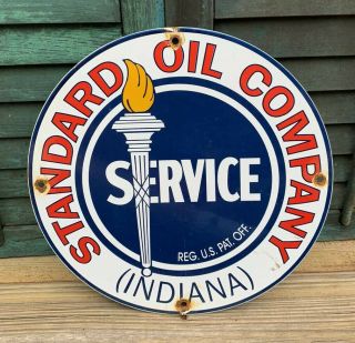 Vintage Standard Motor Oil Gasoline Porcelain Metal Station Pump Plate Sign