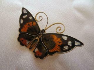 David - Andersen Norway Sterling Silver Gold Vermeil Enamel Butterfly Pin B14 - 335