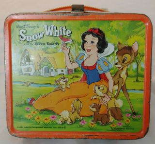Vtg Snow White & 7 Dwarfs Aladdin Metal Lunchbox 1970 