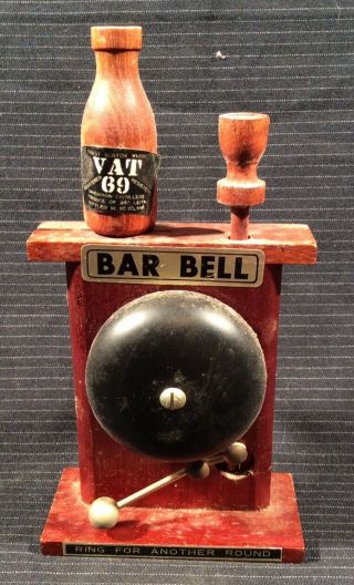 Bar Bell & Bottle Opener - Vat 69 Whisky - Wood - Bell Vintage Advertising