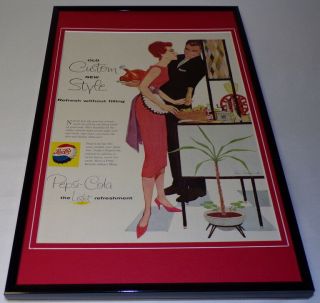 1958 Pepsi Cola Framed 11x17 Vintage Advertisin​g Poster