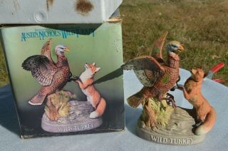Vintage Austin Nichols Wild Turkey & Red Fox (lg) Poreclain Decanter 1985 No.  7