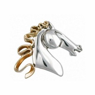 Horse Pendant Jewelry Sterling Silver And Yellow Bronze Handmade Horse Pendant H