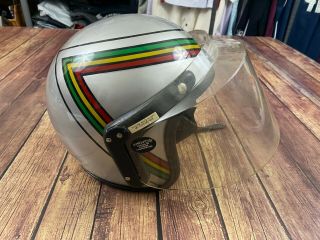 Vintage John Deere Silver Snowmobile Helmet With Visor