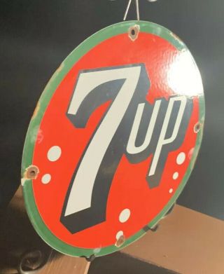 VINTAGE 7 UP PORCELAIN SIGN,  SODA POP,  GAS STATION,  FOUNTAIN,  MOUNTAIN DEW 2