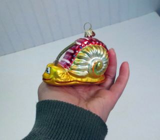 Christopher Radko Iridescent Snail Escar Go Go Glass Ornament Wiggly Antennae
