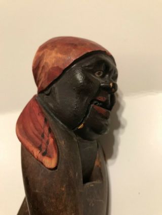 Vintage Folk Art Carved Black Americana Mammy Nutcracker Pine