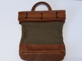 Vintage Abbott Coin Counter Company Leather And Canvas Security Bag