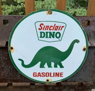 Vintage Sinclair Dino Porcelain Enamel Dealer Sign Gas Oil Pump Plate
