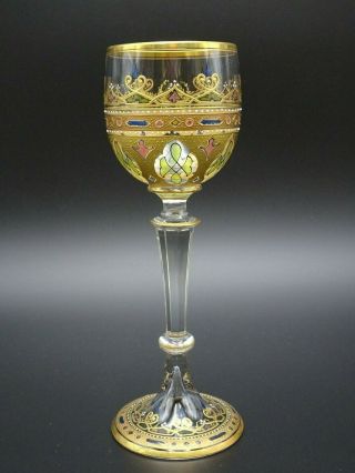 Vintage Bohemia/moser Enameled Wine Goblet