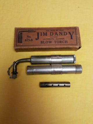 Vintage Jim Dandy Automatic Alcohol Blow Torch Model No.  675 - B W/original Box