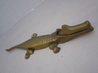 Brass Alligator Crocodile Nutcracker Hand Held Antique Vintage 9 - 1/2 " Long