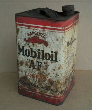 Vintage Oil Tin Mobiloil Gargoyle 1 Imperial Gallon Circa 1930s 40s