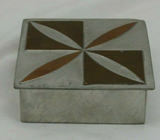 Mcm Mid Century Signed Don Miller Hammered Pewter Covered Box Mid Century