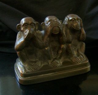 Japanese,  Meiji Period - Victorian Bronzed Three Wise Monkeys.