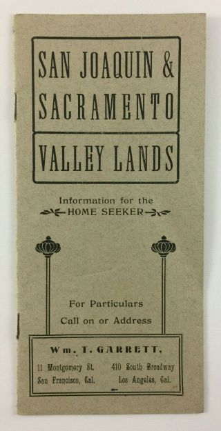 San Joaquin And Sacramento Valley Lands Real Estate Advertising Brochure Ca 1905