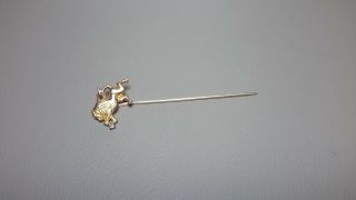 Antique Victorian 10k Yellow Gold Natural Diamond Lion Ladies Stick Pin