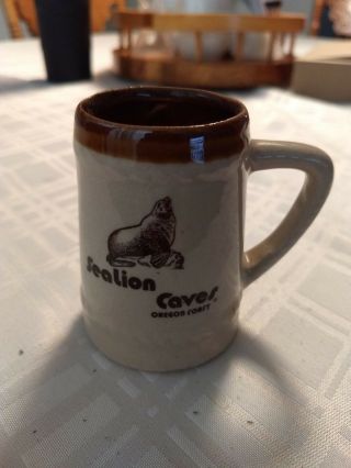 Vintage Sea Lion Caves Oregon Coast Souvenir Mini Mug