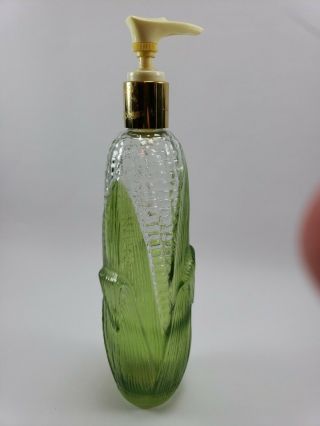 Vintage Avon Golden Harvest Corn Cob Lotion Soap Glass Pump Dispenser Bottle 2