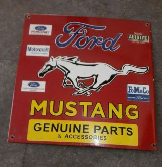 Porcelain Ford Mustang Enamel Sign 12 " X 12 " Inches