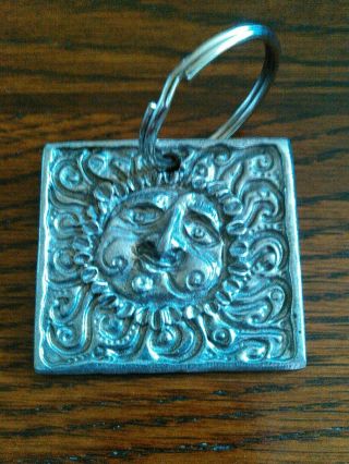 Don Drumm Metal Sun Face Keychain Unsigned
