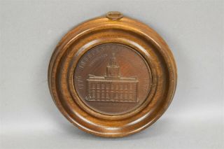 1876 International Exhibition Independence Hall Pressed Wood Medal Medallion