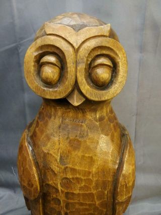 Old Vintage Carved Wood Wooden Carving Statue Figurine Figure Wise Owl Bird