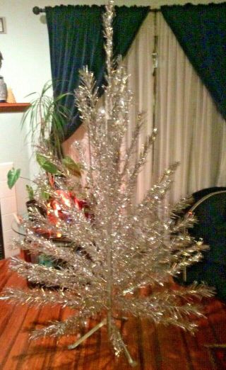 Vintage Aluminum Christmas Tree 6 Ft,  Tripod Stand,  Complete Tree,  No Box