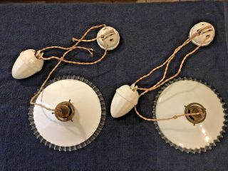 Matching Antique French White Ceramic Rise And Fall Lights
