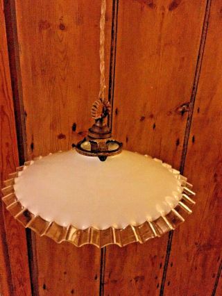 Matching Antique French White Ceramic Rise and Fall Lights 2