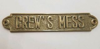 Vintage Solid Brass Plaque / Sign " Crew 