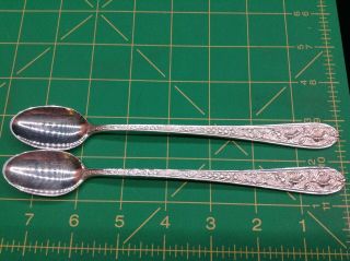 2 Corsage Sterling Silver Iced Tea Spoons By Stieff 7 - 1/2 Inch Spoon Ice Tea