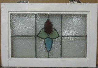 Mid Sized Old English Leaded Stained Glass Window Pretty Floral 23.  25 " X 15.  5 "