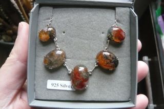Vintage Scottish Moss Agate And Silver Necklace