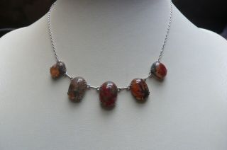 Vintage Scottish Moss Agate and Silver Necklace 2