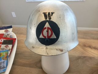 Ww2 U.  S.  M1 Helmet Liner Painted For The Civil Defense