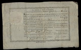 1799 Hampshire Document Appointing Justice Of The Peace,  Embossed Seal