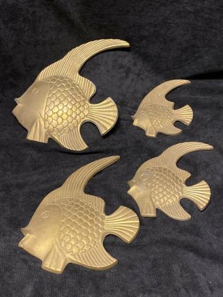 Angelfish Brass Wall Decor Set Of 4 Vintage Mid Century Fish