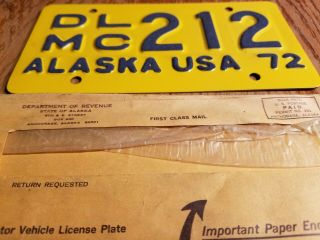 Vintage Nos 1972 Alaska Usa Motorcycle License Plate Embossed Sign Gas