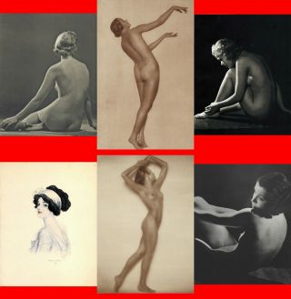 1911 - 1930s 6 Diff Pin Up Nude Girl Photogravure Lithographs 107