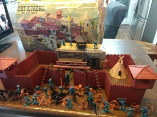 Vintage Marx Fort Apache Heritage Toy Play Set W/ Box