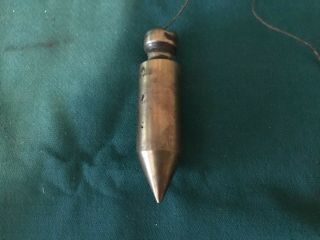 Vintage 8 Oz Solid Brass Plumb Bob With Metal Tip Complete With String